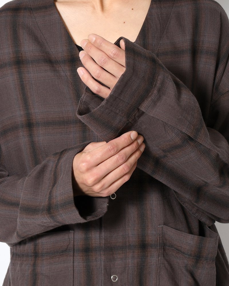 ANEI  F.E CARDIGAN PLAID -CHARCOAL PLAID- CHARCOAL PLAID 2