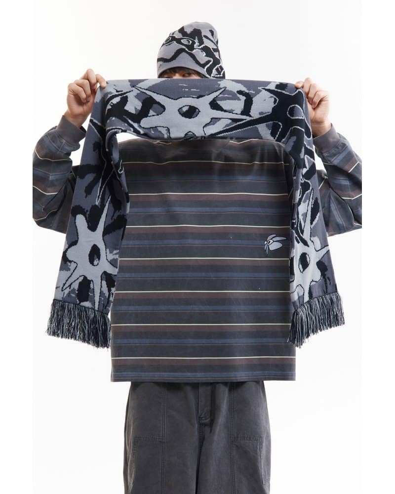Perks And Mini  MULTI SHOT URCHIN BONNET SCARF -GREYS- BROWN ONE SIZE