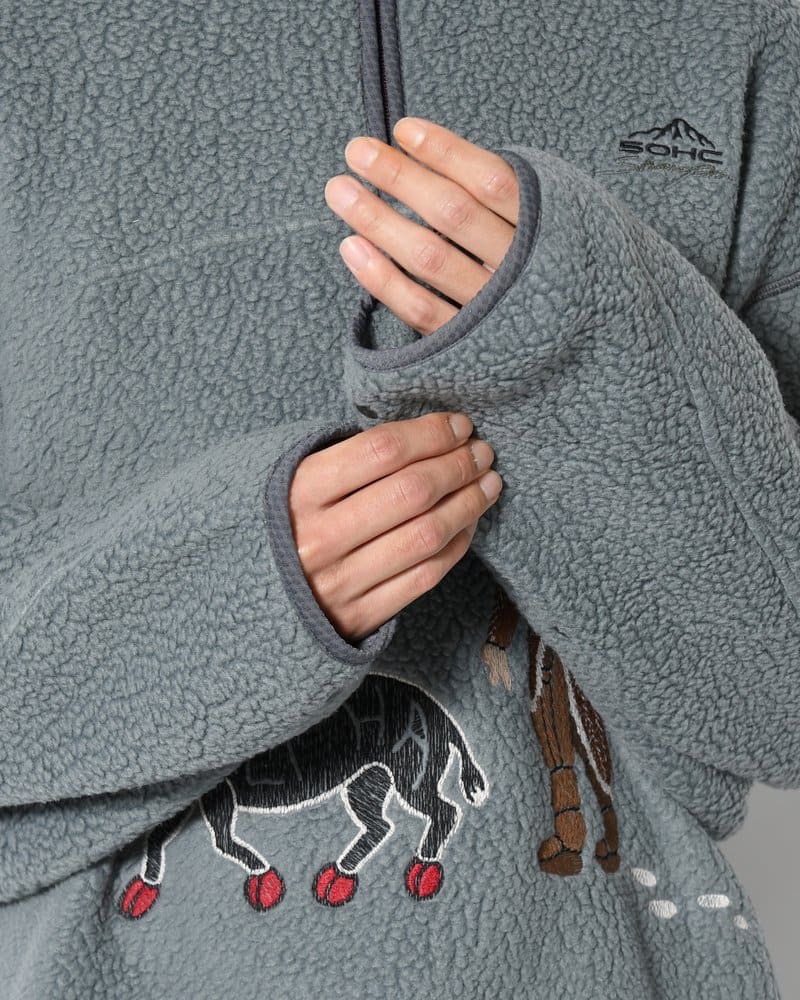 SOMEWHERE OUTSIDE HIKING COMPANY  MOUNTAIN GOAT POLARTEC FLEECE ANORAK -GREY- GREY L