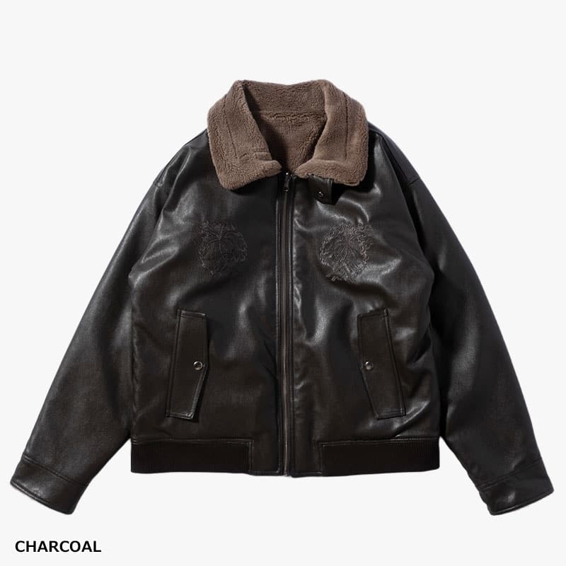 HIGH-GATE  REVERSIBLE FAKE MOUTON CHARCOAL 1