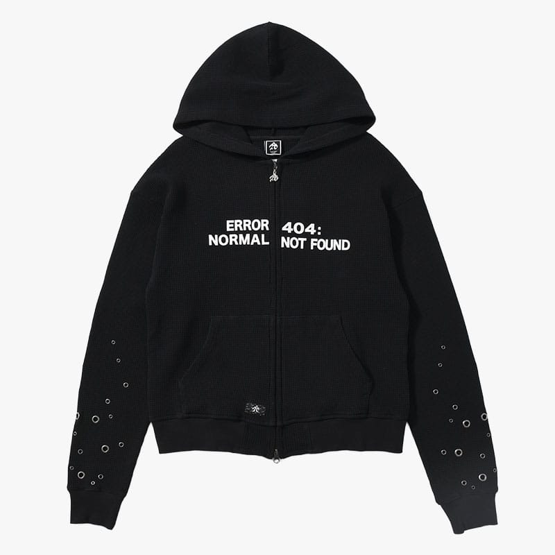 ANTIMID  EYELET THERMAL ZIP HOODIE BLACK S