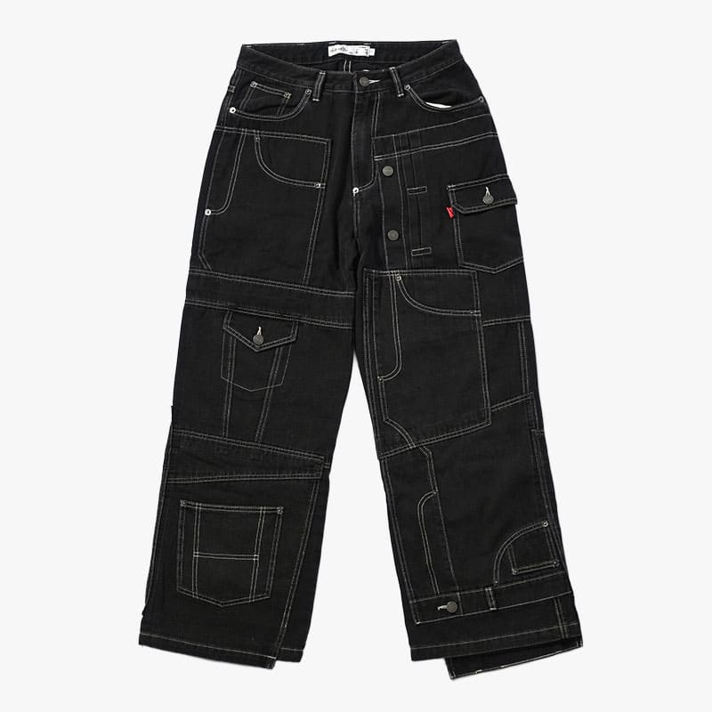 HIGH-GATE  CLUSTERS DENIM PANTS BLACK 1