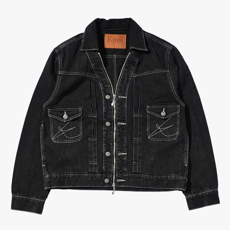 KOOI  CARDIGAN ZIP DENIM JACKET W.BLACK 1