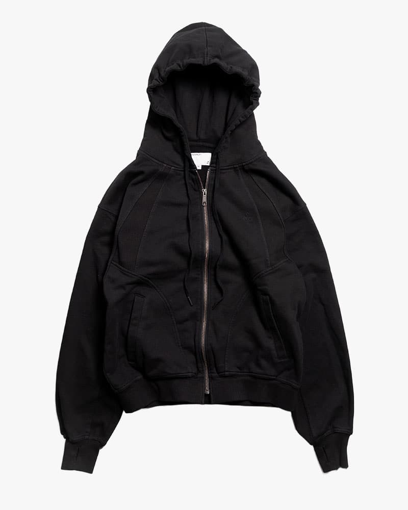 CONTE STRUT  RIB-PANEL ZIP HOODIE SUMI M