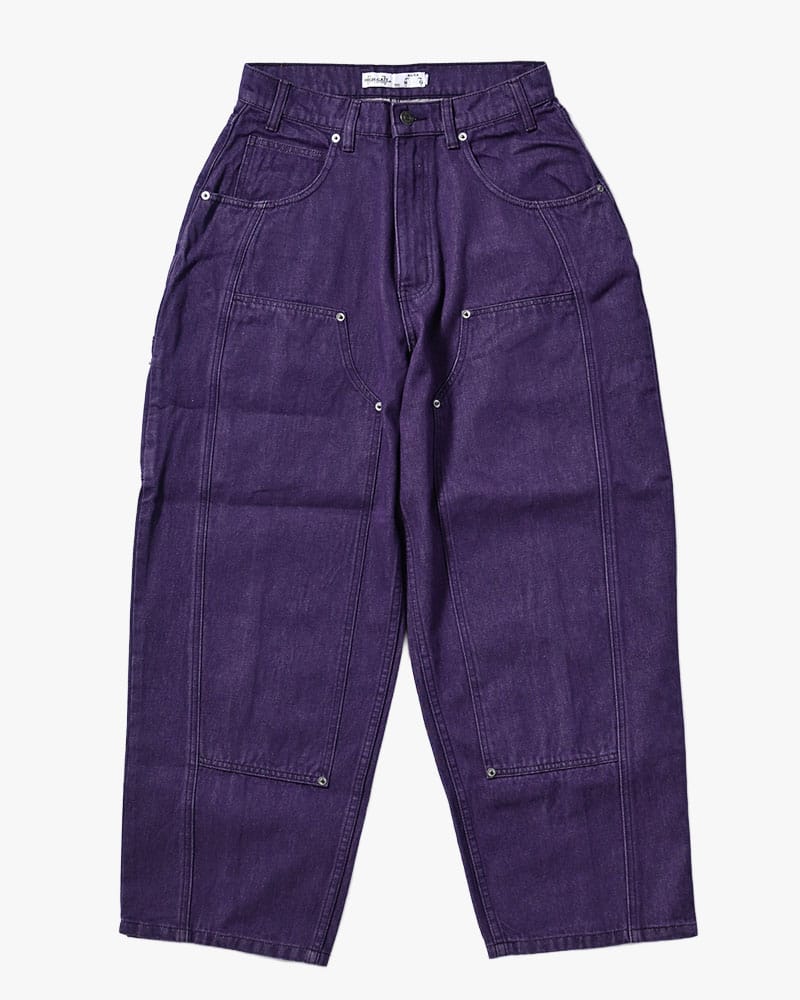 HIGH-GATE  HALF DOUBLE KNEE BAGGY DENIM PURPLE 1