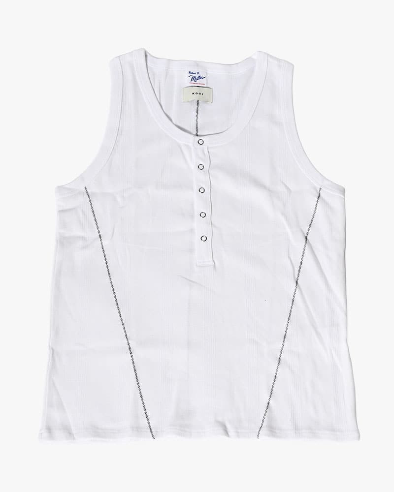 Robert P. Miller×KOOI  STITCH PANEL RIBBED TANKTOP -WHITE- WHITE 1