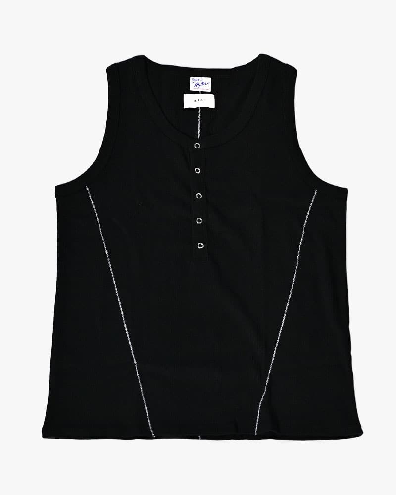 Robert P. Miller×KOOI  STITCH PANEL RIBBED TANKTOP -BLACK- BLACK 1