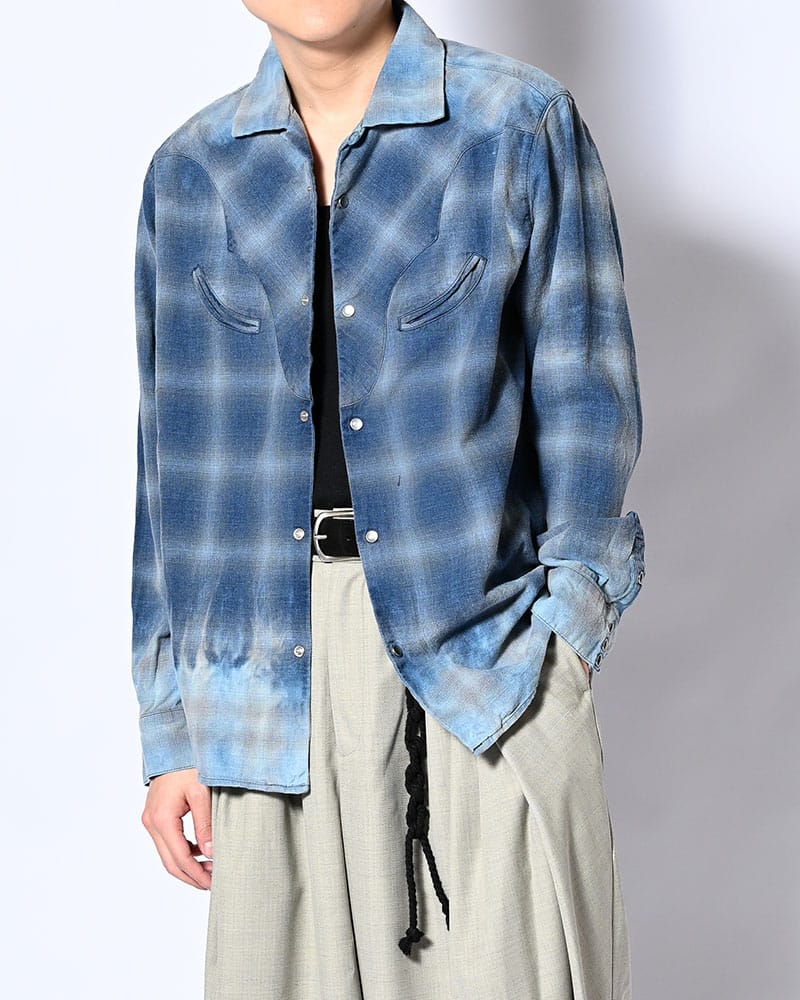 KOOI  INDIGO CHECK WESTERN SHIRTS -BLUE- BLUE 1