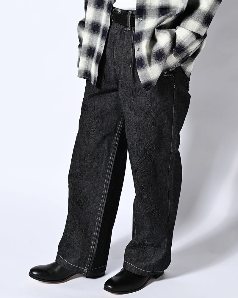 KOOI  EMBOSS DENIM PANTS -INDIGO- INDIGO 1