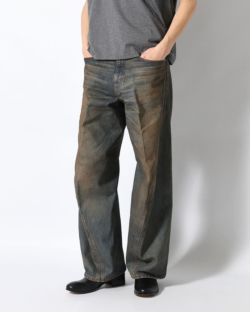 NVRFRGT  3D TWISTED WIDE LEG JEANS -MUD FADED INDIGO- MUD FADED INDIGO 1
