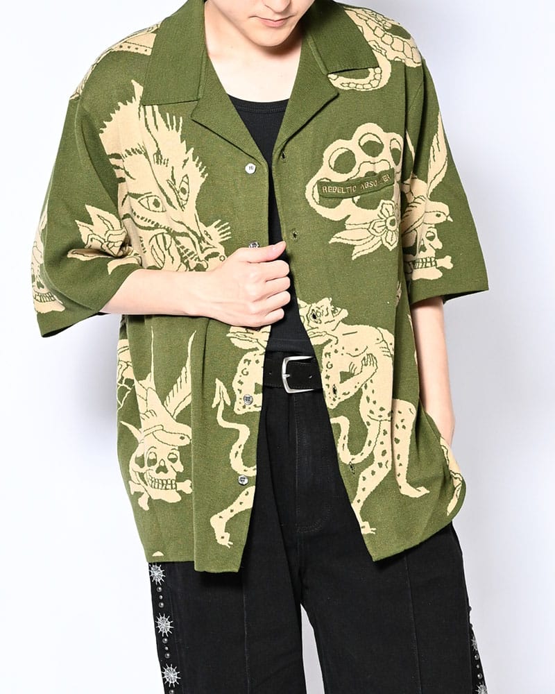 HIGH-GATE  OUTLAW KNIT SHIRT -GREEN- GREEN 1