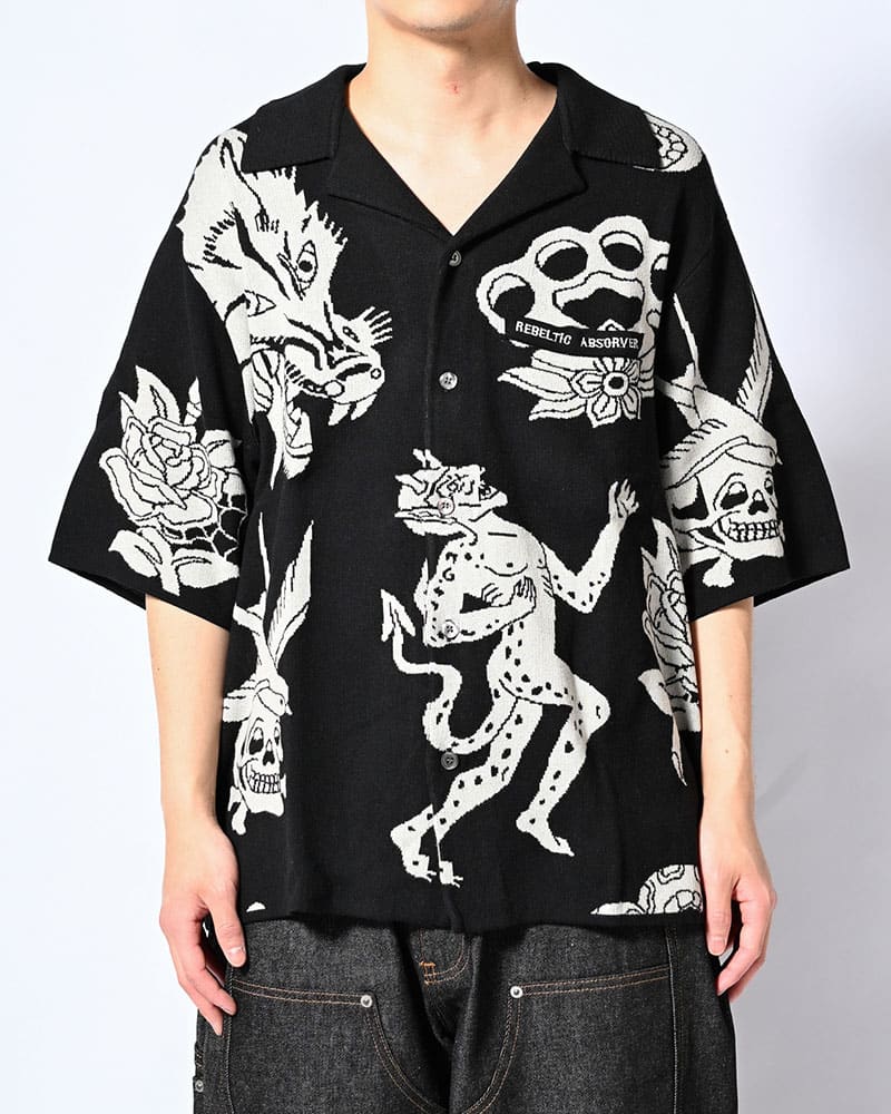 HIGH-GATE  OUTLAW KNIT SHIRT -BLACK- BLACK 1