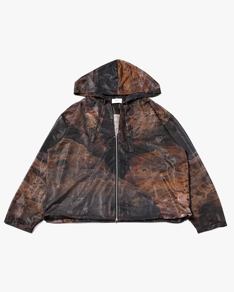 KOOI  NATURE PRINT SHEER ZIP HOODIE -SAND- SAND 1