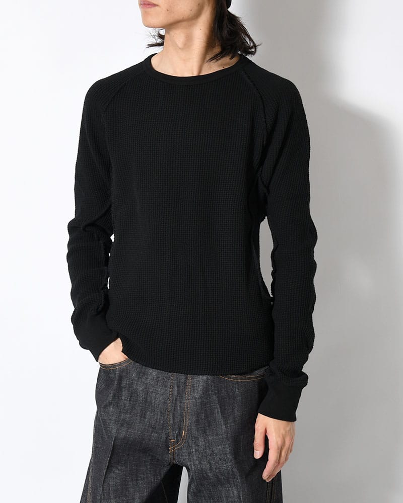 NVRFRGT  WAFFLE THERMAL LONG SLEEVE T-SHIRT -BLACK- BLACK 1