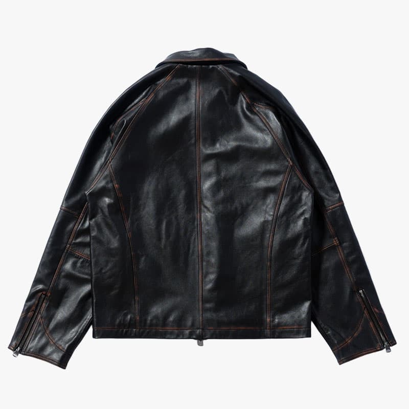 KOOI  D POCKET AGING LEATHER JACKET -BLACK- BLACK 1