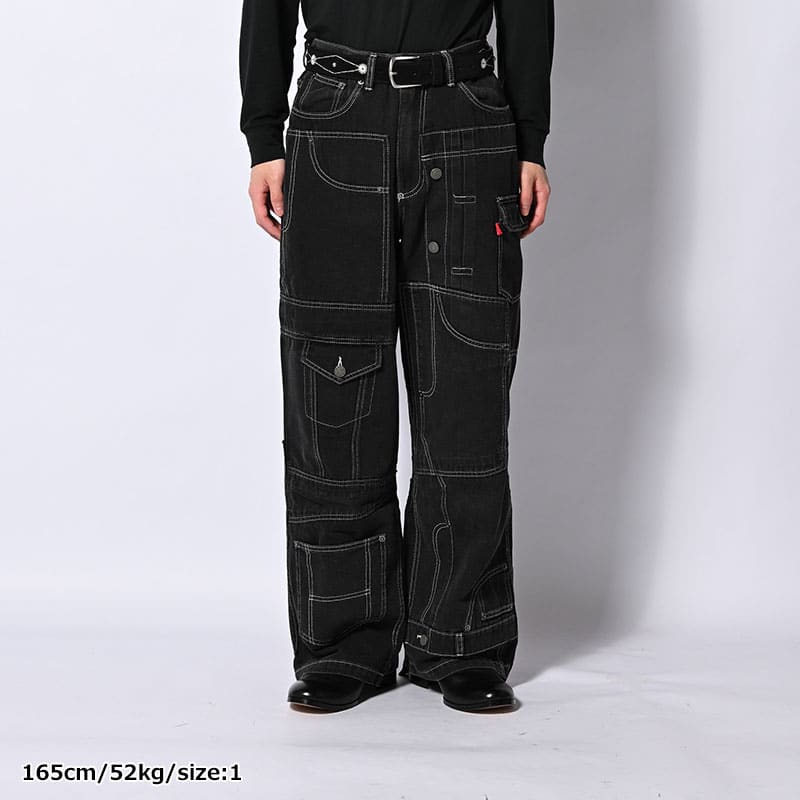 HIGH-GATE  CLUSTERS DENIM PANTS BLACK 1