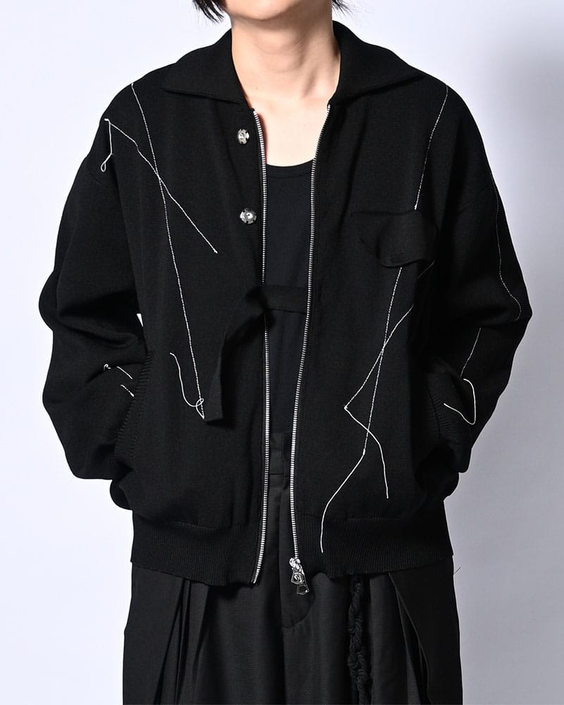 KOOI  STITCH KNIT BLOUSON BLACK 1