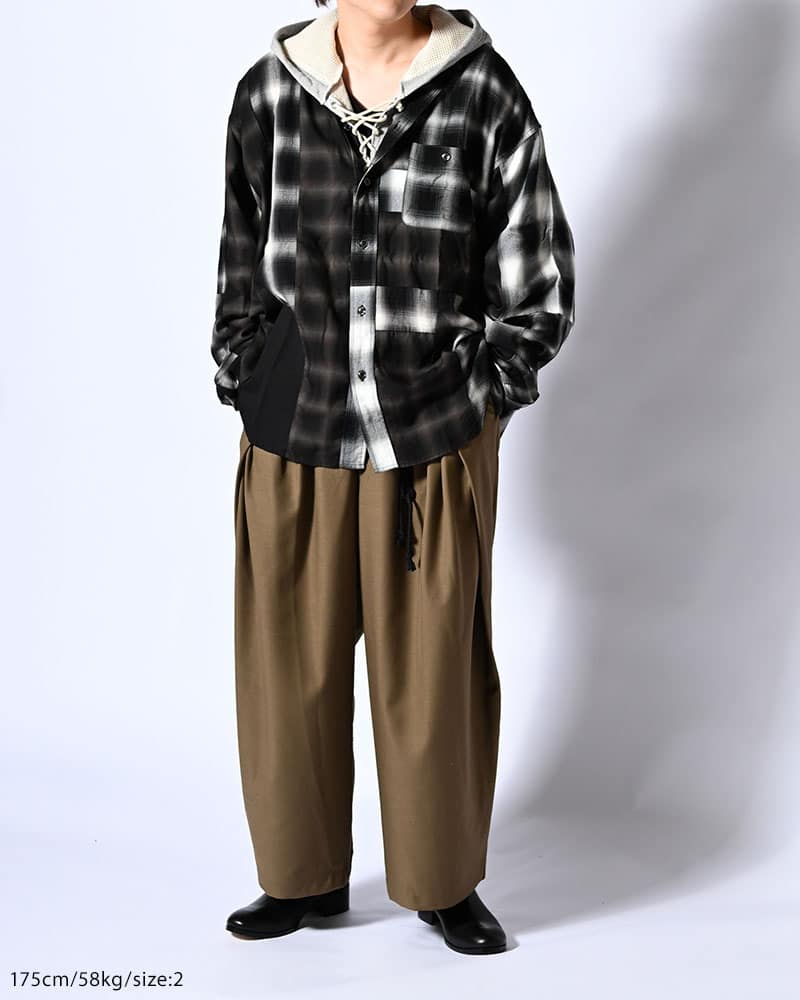 NODZOKU×KOOI  PATCHWORK OVER SHIRT -OMBRE CHECK- OMBRE CHECK FREE