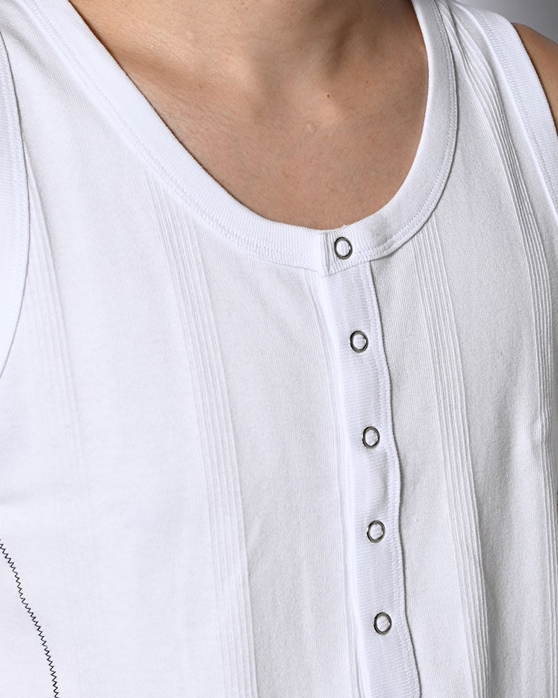 Robert P. Miller×KOOI  STITCH PANEL RIBBED TANKTOP -WHITE- WHITE 1