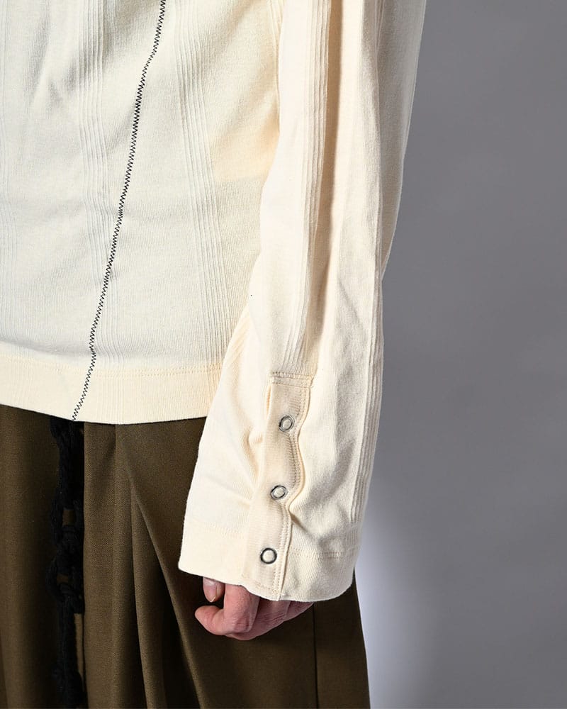 Robert P. Miller×KOOI  STITCH PANEL RIBBED CARDIGAN -IVORY- IVORY 1