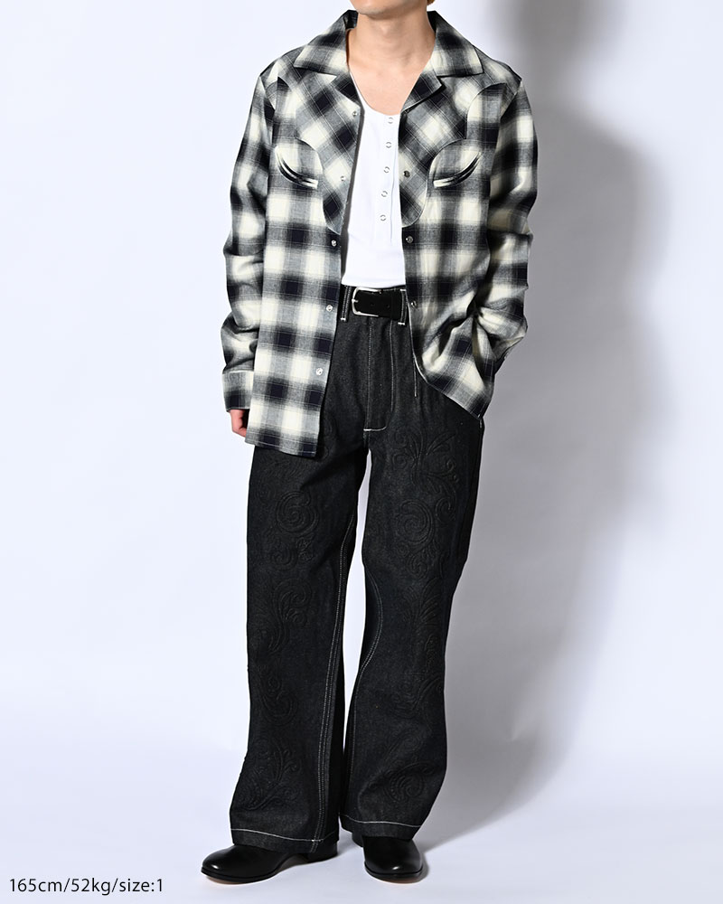 KOOI  INDIGO CHECK WESTERN SHIRTS  -WHITE- WHITE 1