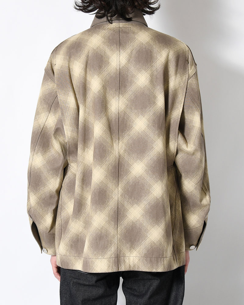 SEVEN BY SEVEN  OMBRE CHECK MICHIGAN CHORE COAT -Discharge printing- -GRAY- GRAY S