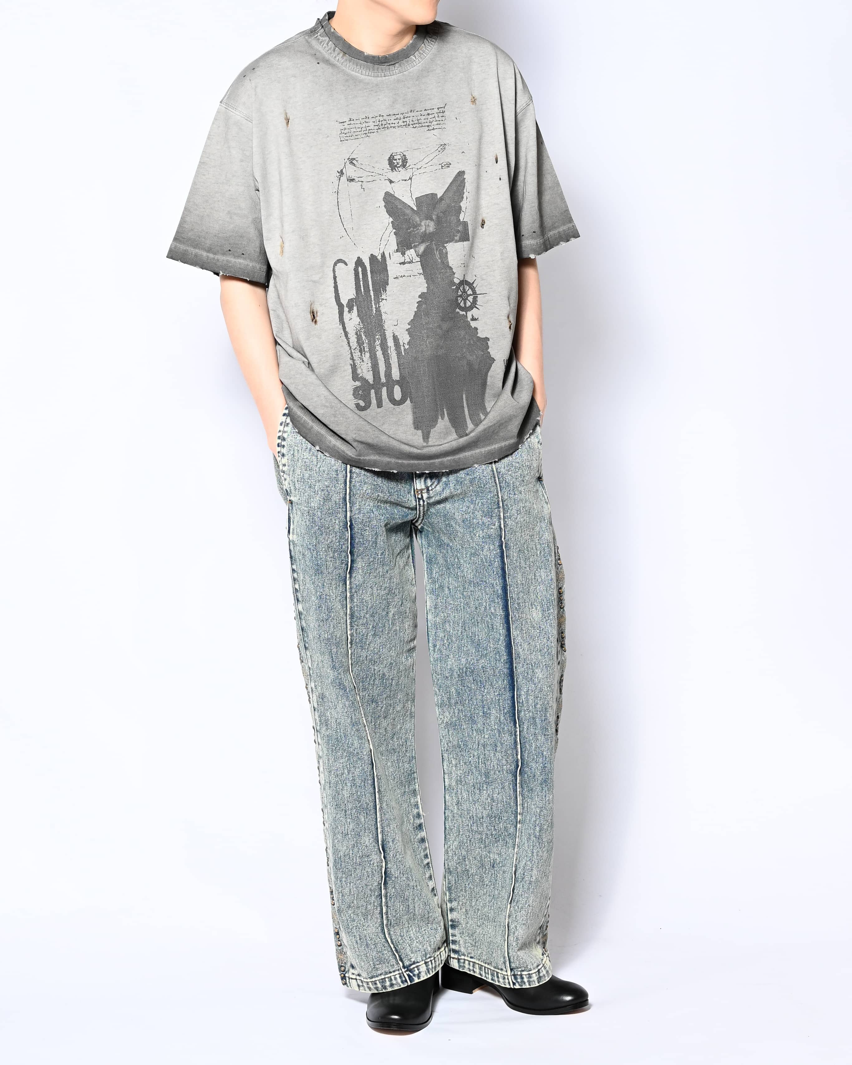 HIGH-GATE BURN FADE DAMAGE TEE (IN NAGOYAPARCO LIMITED EDITION） GRY 1