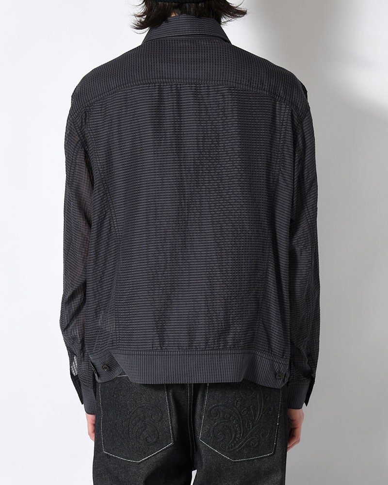 SEVEN BY SEVEN×Lee  SHEER COWBOY JACKET -Gingham Check Indian fabric- -BLACK- BLACK S