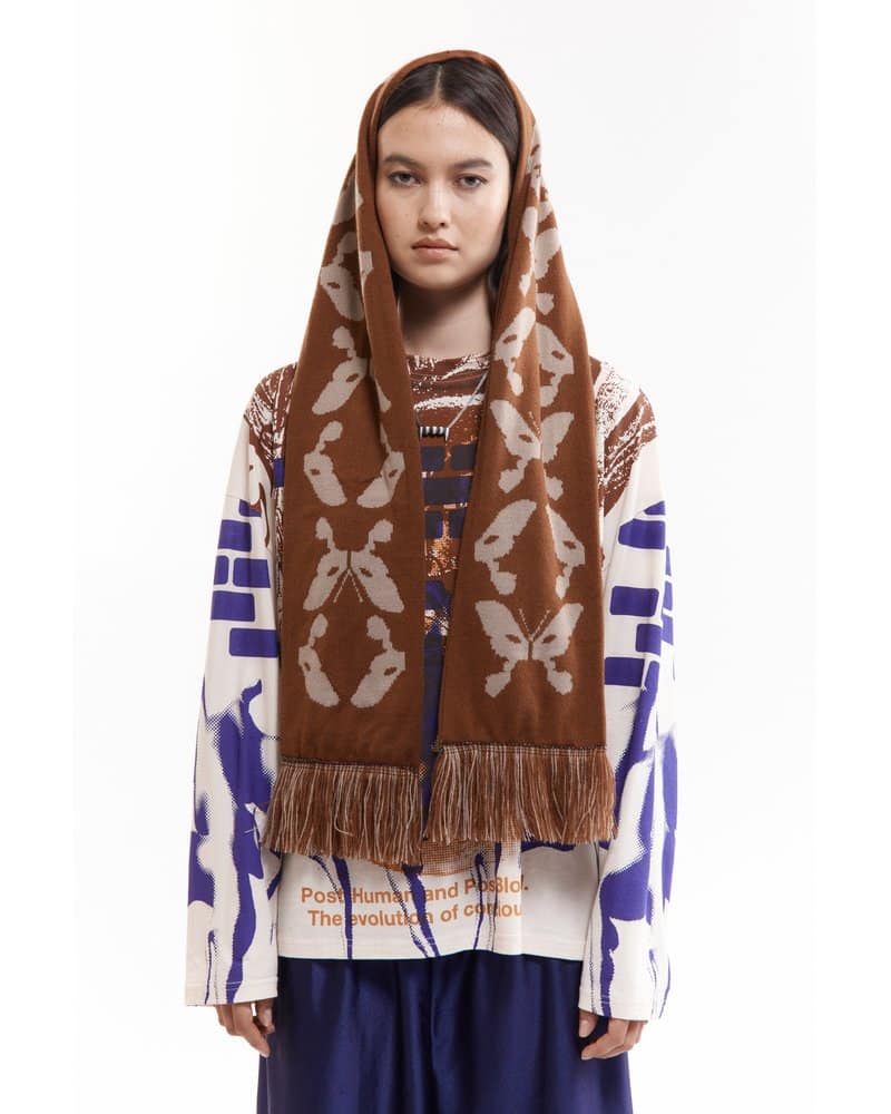 Perks And Mini  KALEIDOSCOPE BONNET SCARF -BROWN- BROWN ONE SIZE