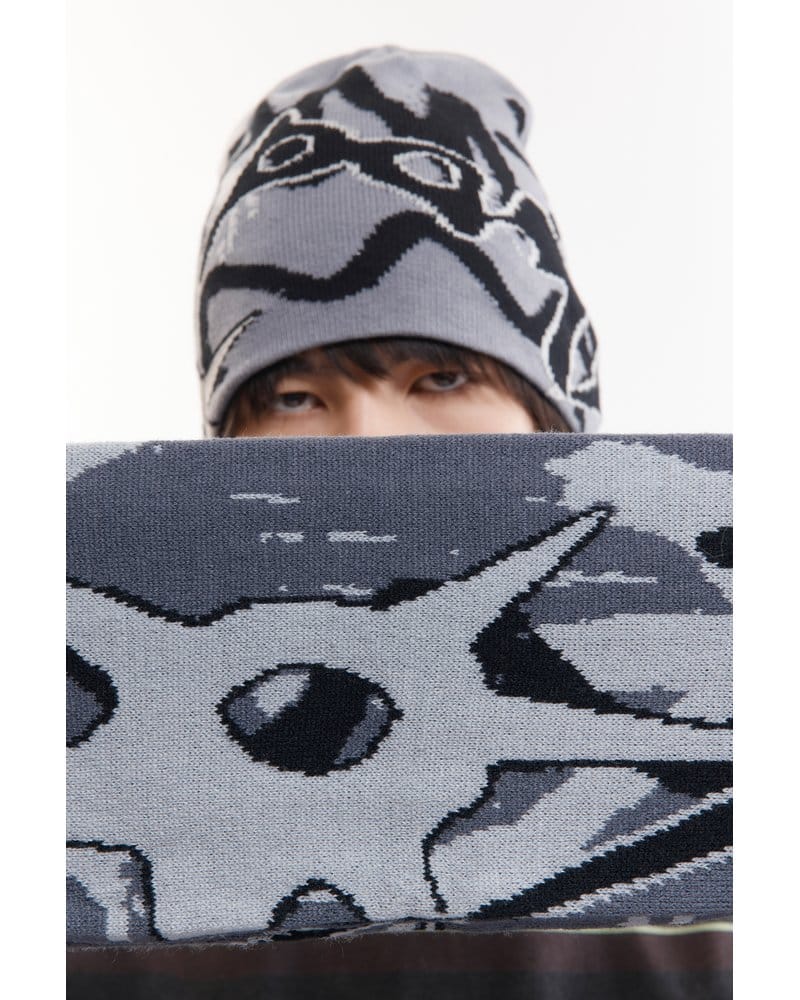 Perks And Mini  MULTI SHOT URCHIN BONNET SCARF -GREYS- BROWN ONE SIZE