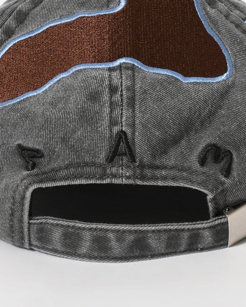 Perks And Mini  OUTLINE LOGO CAP -BLACK WASH- BLACK WASH ONE SIZE