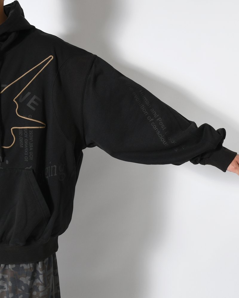 Perks And Mini  SHAPE SHIFT HOODED ZIP THRU SWEAT -BLACK WASH- BLACK WASH M
