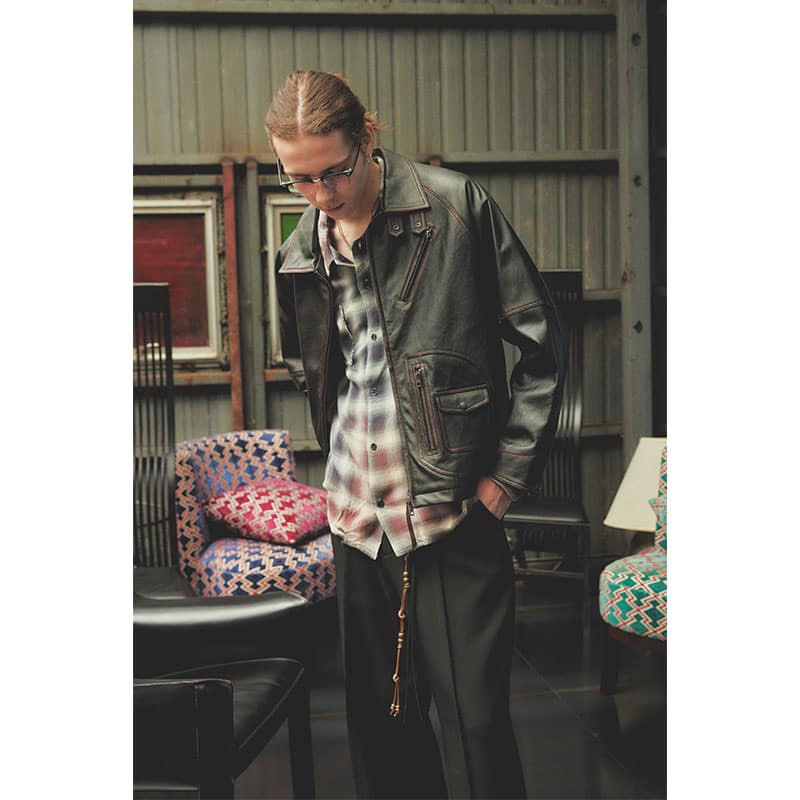 KOOI  D POCKET AGING LEATHER JACKET -BLACK- BLACK 1