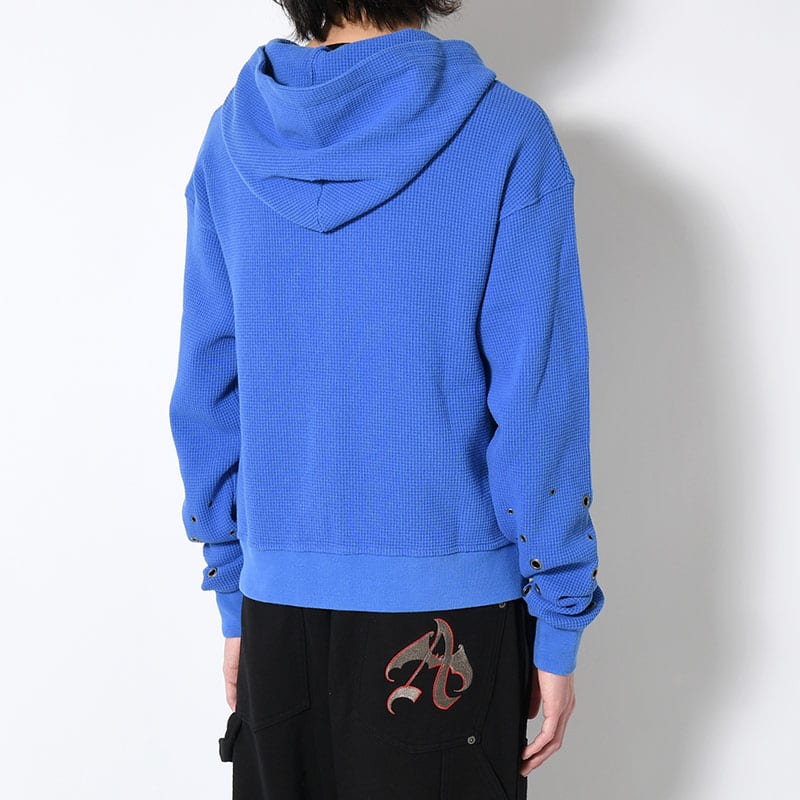 ANTIMID  EYELET THERMAL ZIP HOODIE BLUE S