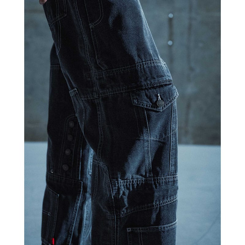 HIGH-GATE  CLUSTERS DENIM PANTS BLACK 1