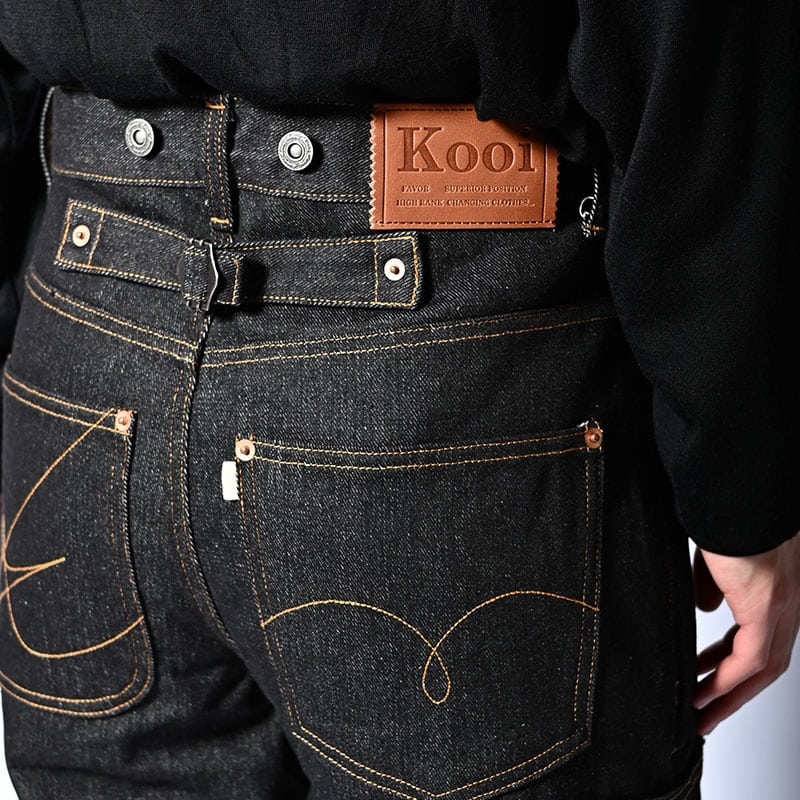 KOOI  IRREGULAR BOYS DENIM PANTS BLACK 1