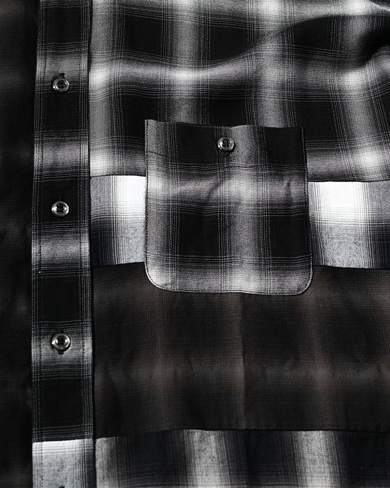 NODZOKU×KOOI  PATCHWORK OVER SHIRT -OMBRE CHECK- OMBRE CHECK FREE
