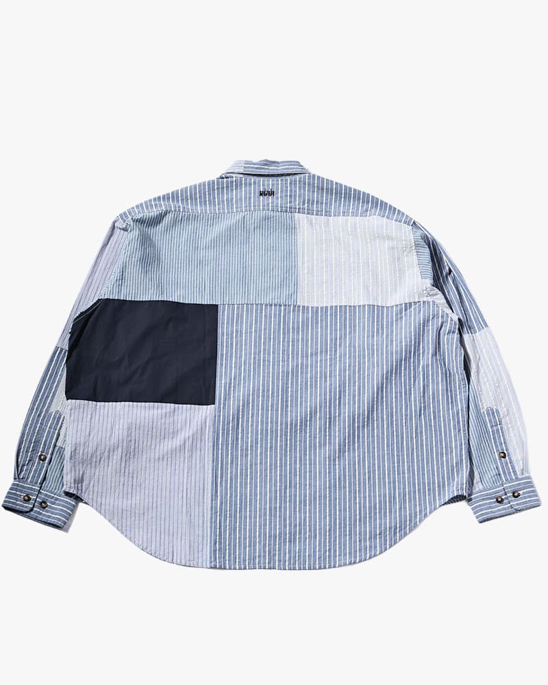 NODZOKU×KOOI  PATCHWORK OVER SHIRT -MULTI STRIPE- MULTI STRIPE FREE