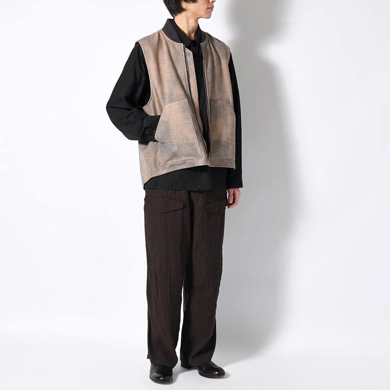 SEVEN BY SEVEN  LEATHER WORK VEST Goat suede Antique finish GRAY S