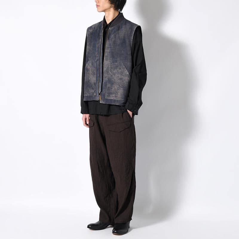 SEVEN BY SEVEN  LEATHER WORK VEST Goat suede Antique finish NAVY S