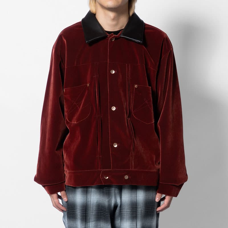 KOOI  VELVETEEN MINIMAL JACKET RED 1