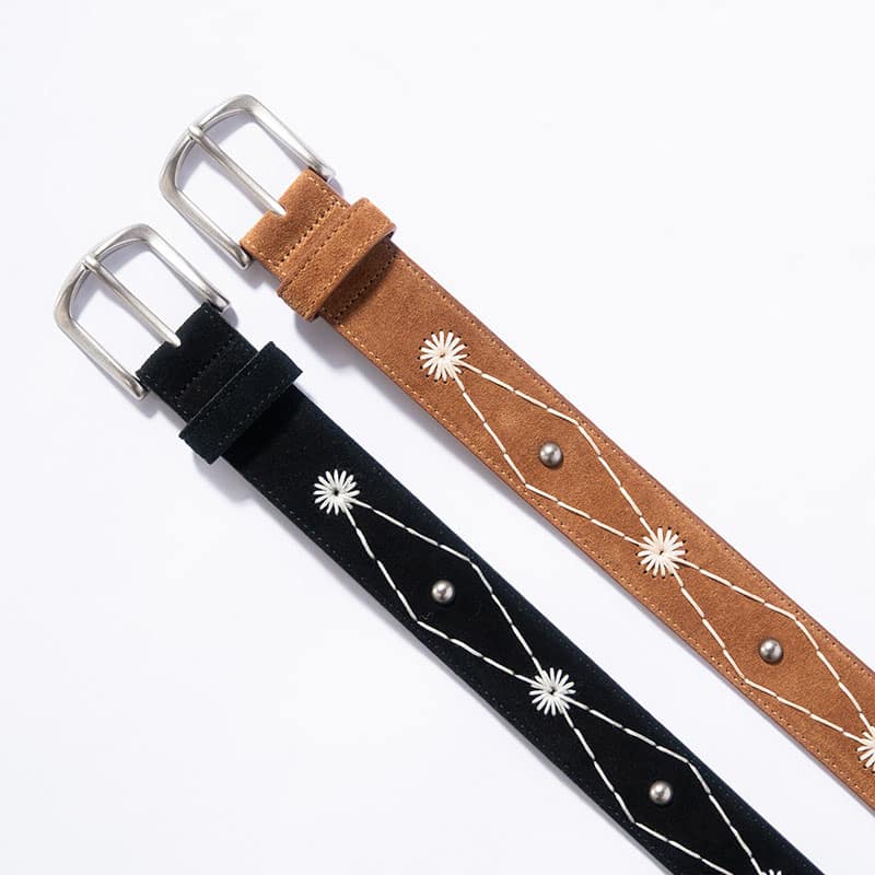 KOOI  STITCH WORK SUEDE BELT BLACK ONE SIZE