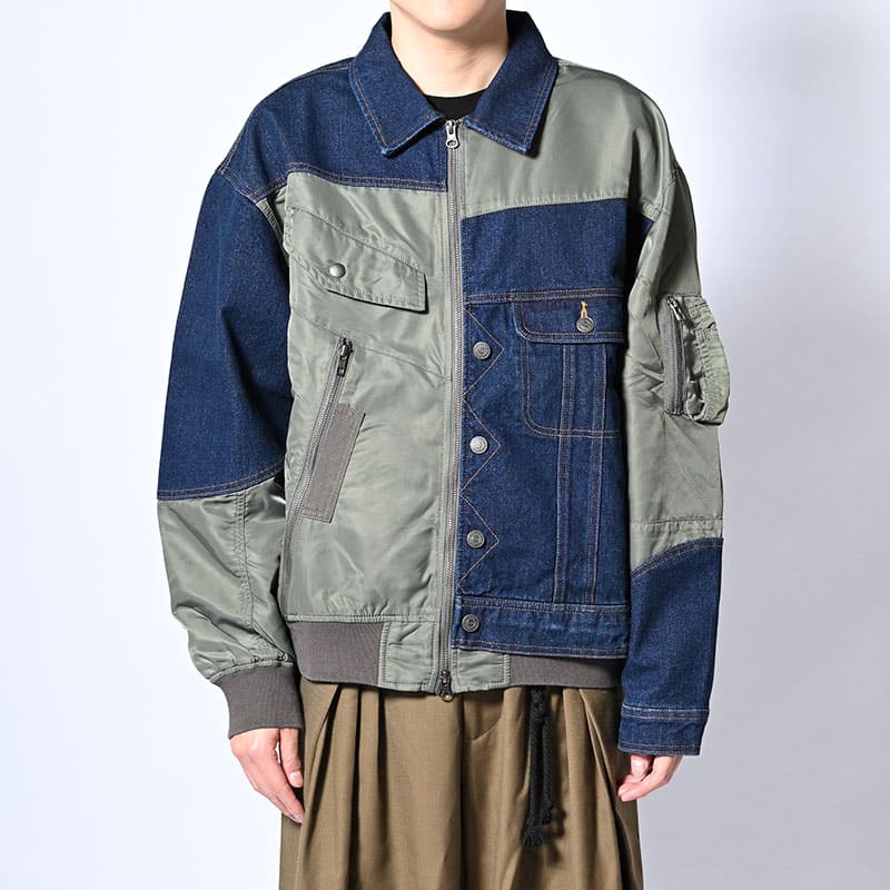 HIGH-GATE  REBUILD MA-1 TRUCKER JACKET INDIGO 1