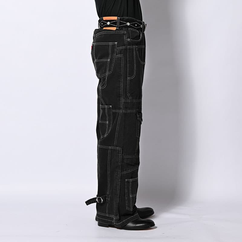 HIGH-GATE  CLUSTERS DENIM PANTS BLACK 1