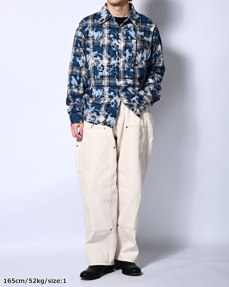 HIGH-GATE  HALF DOUBLE KNEE BAGGY DENIM OFF WHITE 1