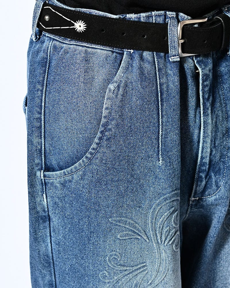 KOOI  EMBOSS DENIM PANTS -W.INDIGO- W.INDIGO 1