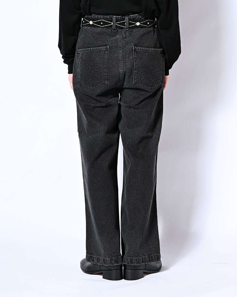 KOOI  EMBOSS DENIM PANTS -BLACK- BLACK 1