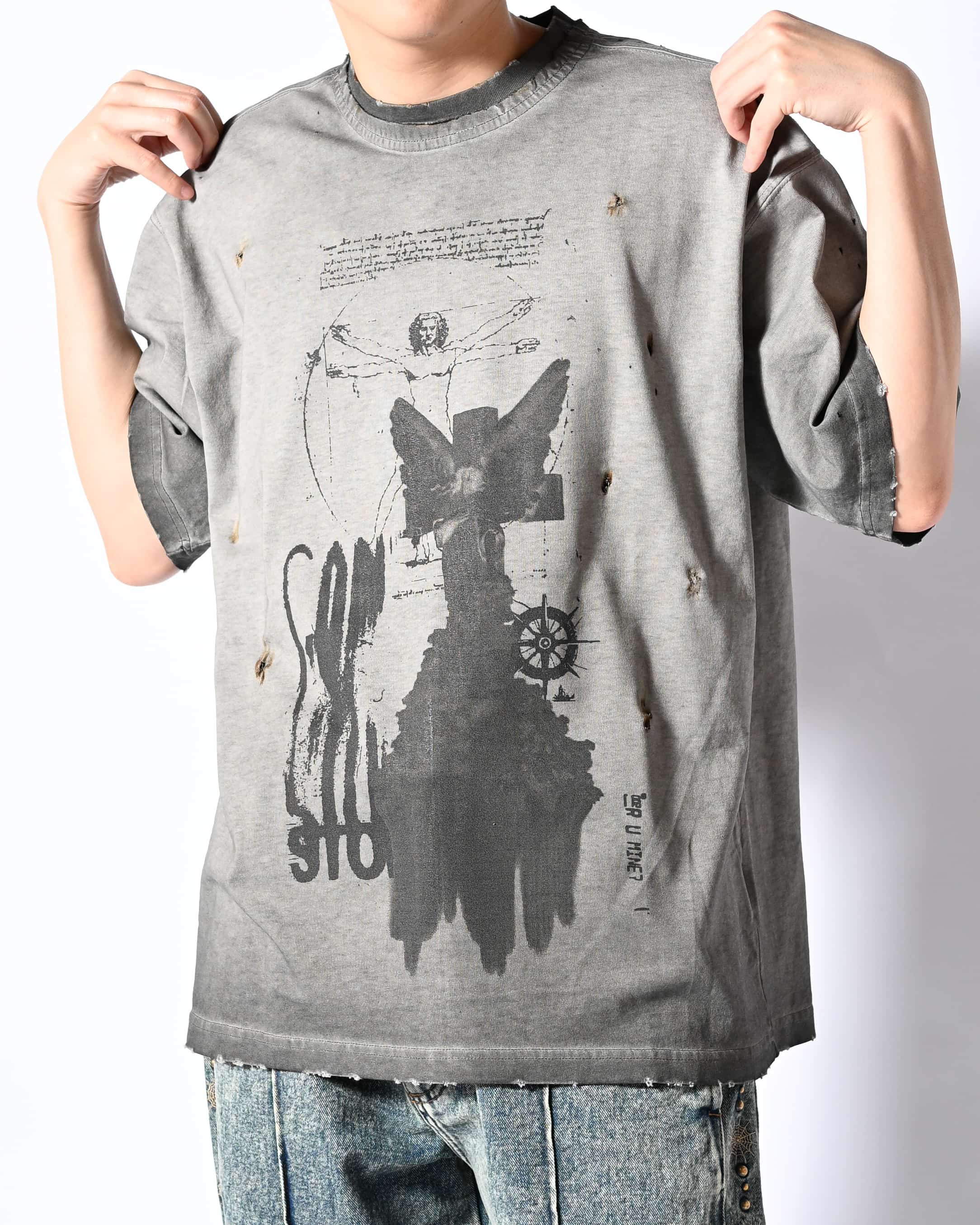 HIGH-GATE BURN FADE DAMAGE TEE (IN NAGOYAPARCO LIMITED EDITION） GRY 1