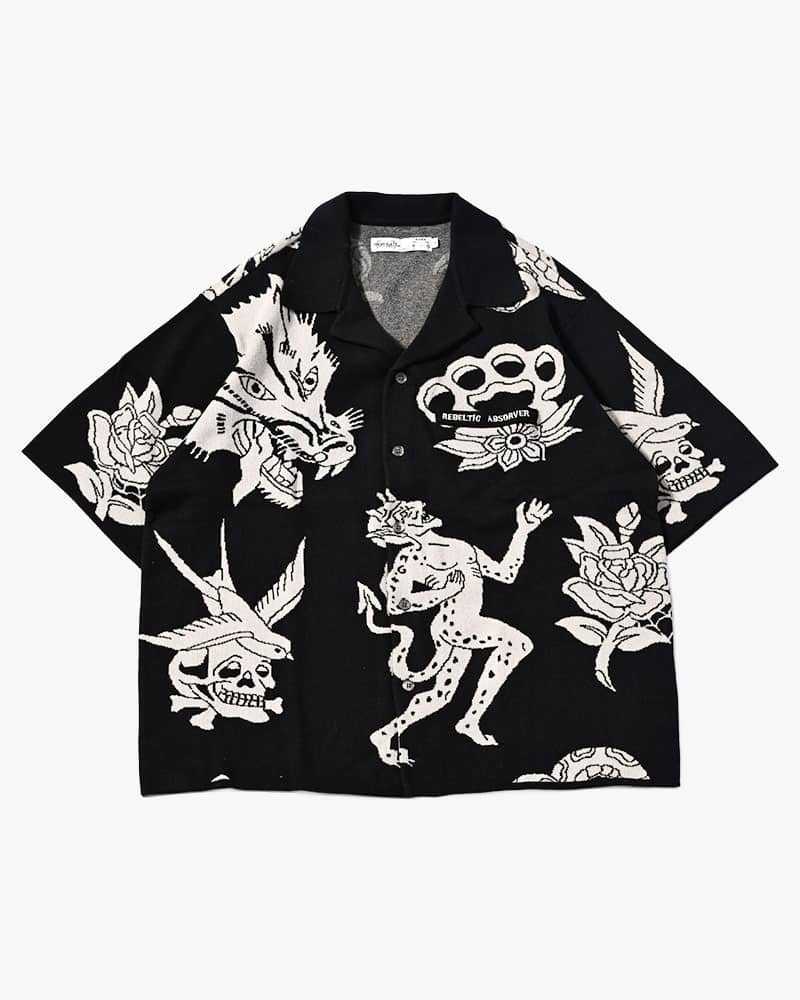 HIGH-GATE  OUTLAW KNIT SHIRT -BLACK- BLACK 1