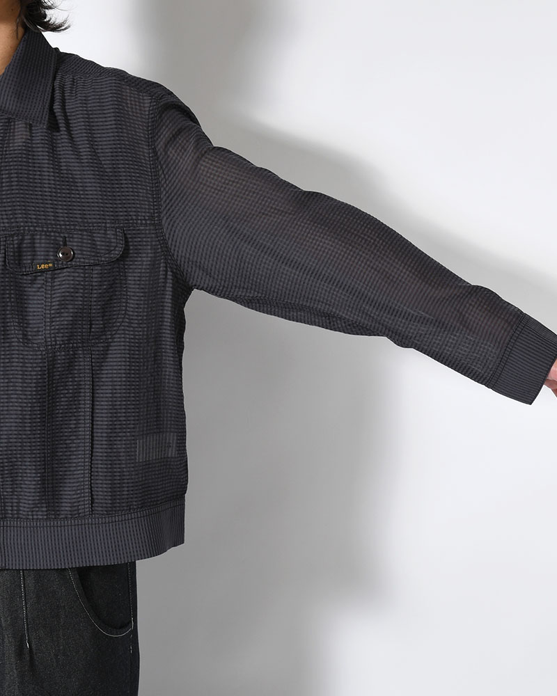 SEVEN BY SEVEN×Lee  SHEER COWBOY JACKET -Gingham Check Indian fabric- -BLACK- BLACK S